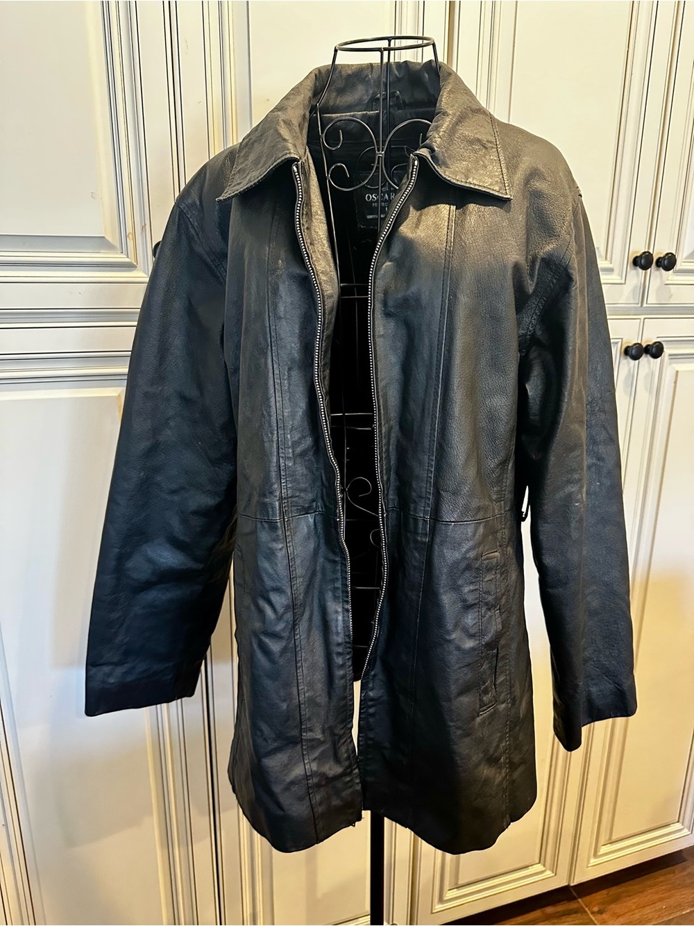 Genuine Leather Jacket - Black with Red Accent